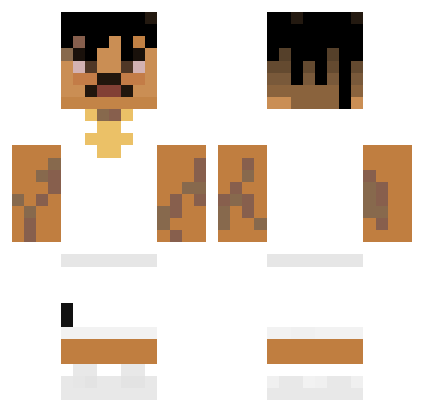 vtzf Minecraft skin, front and back view