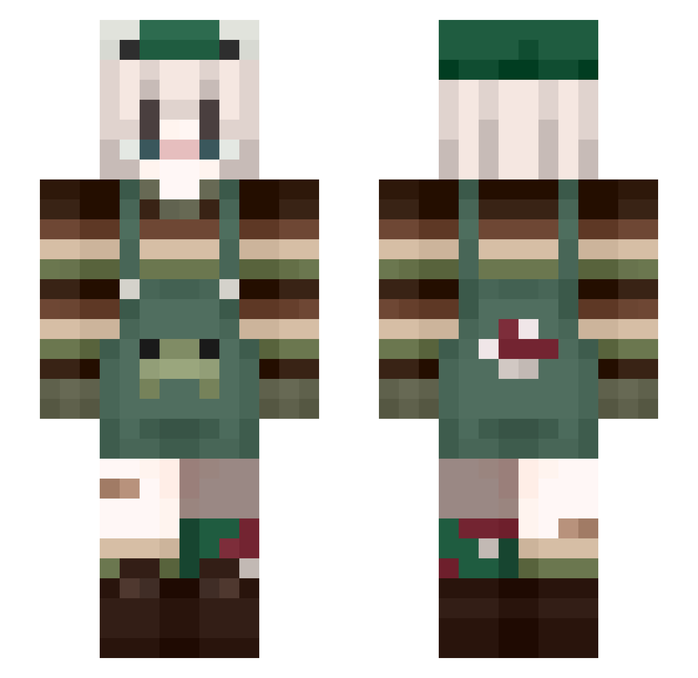 Pounamu Minecraft skin, front and back view