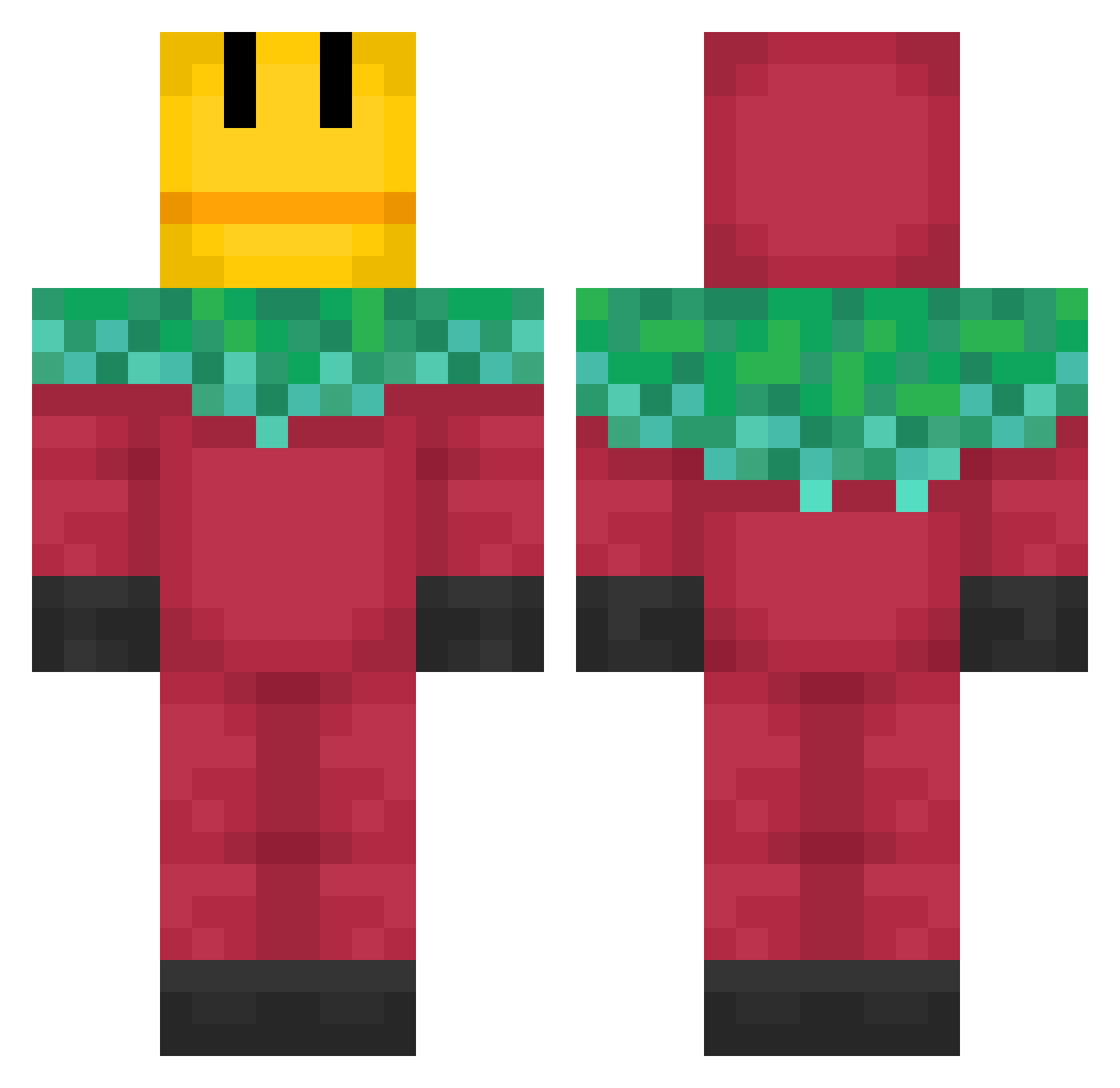 vxds Minecraft skin, front and back view
