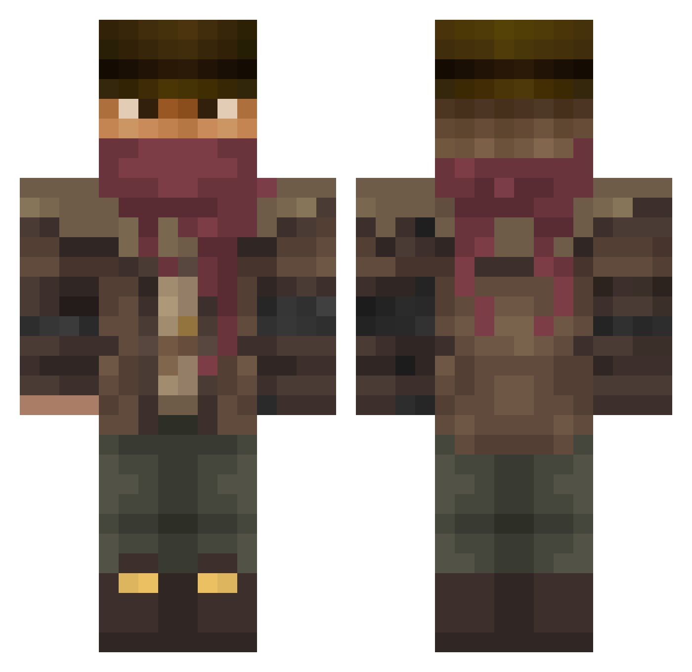 SanshuTheMiner Minecraft skin, front and back view