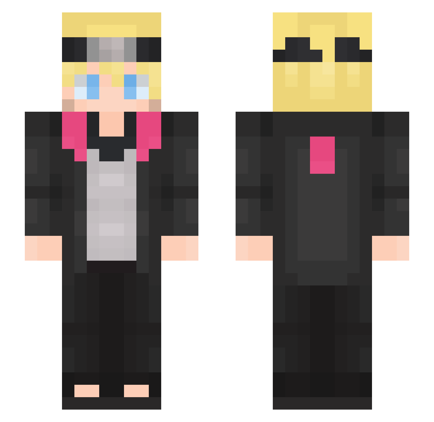 PurpzGamez Minecraft skin, front and back view