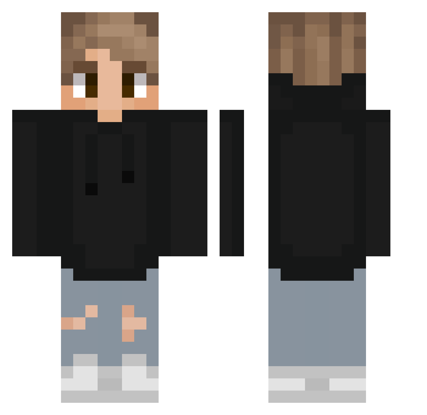 Sneox69 Minecraft skin, front and back view