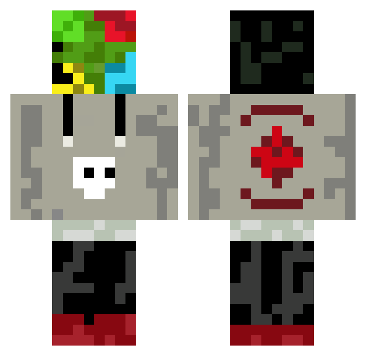 ELPUKOMC Minecraft skin, front and back view