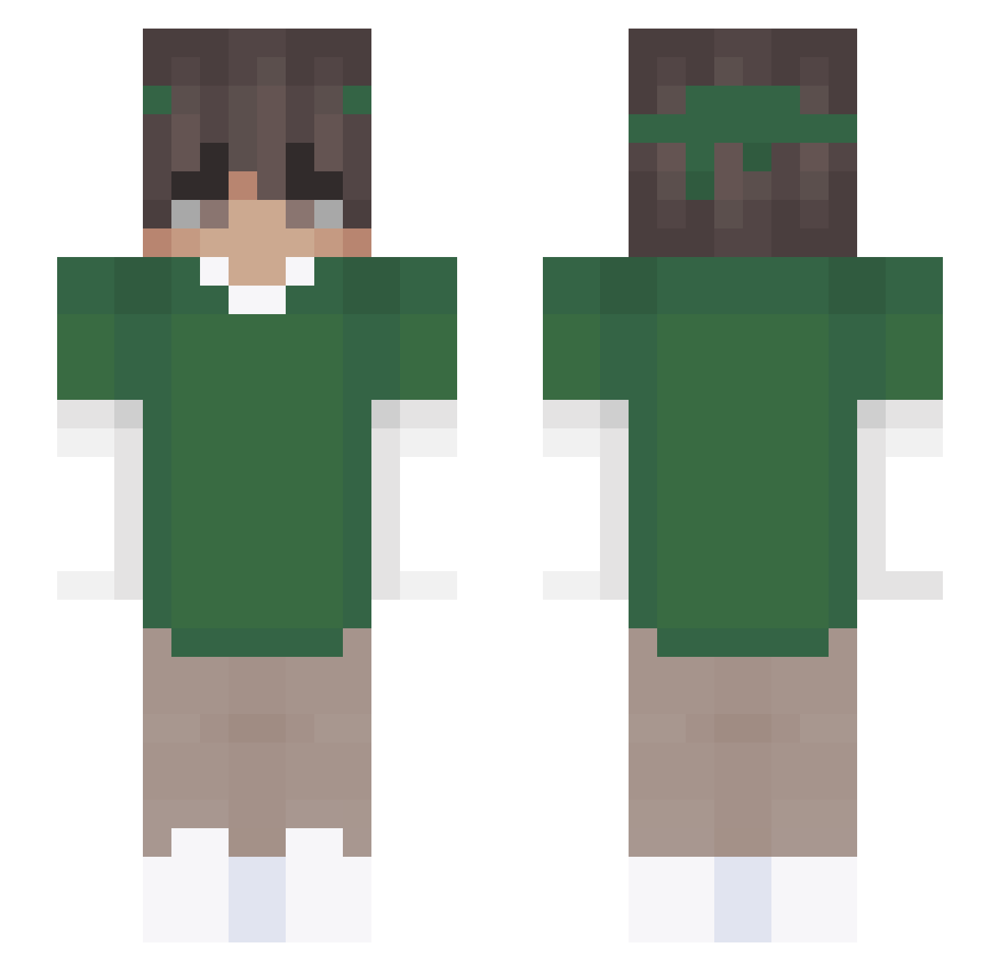 Zonexs Minecraft skin, front and back view