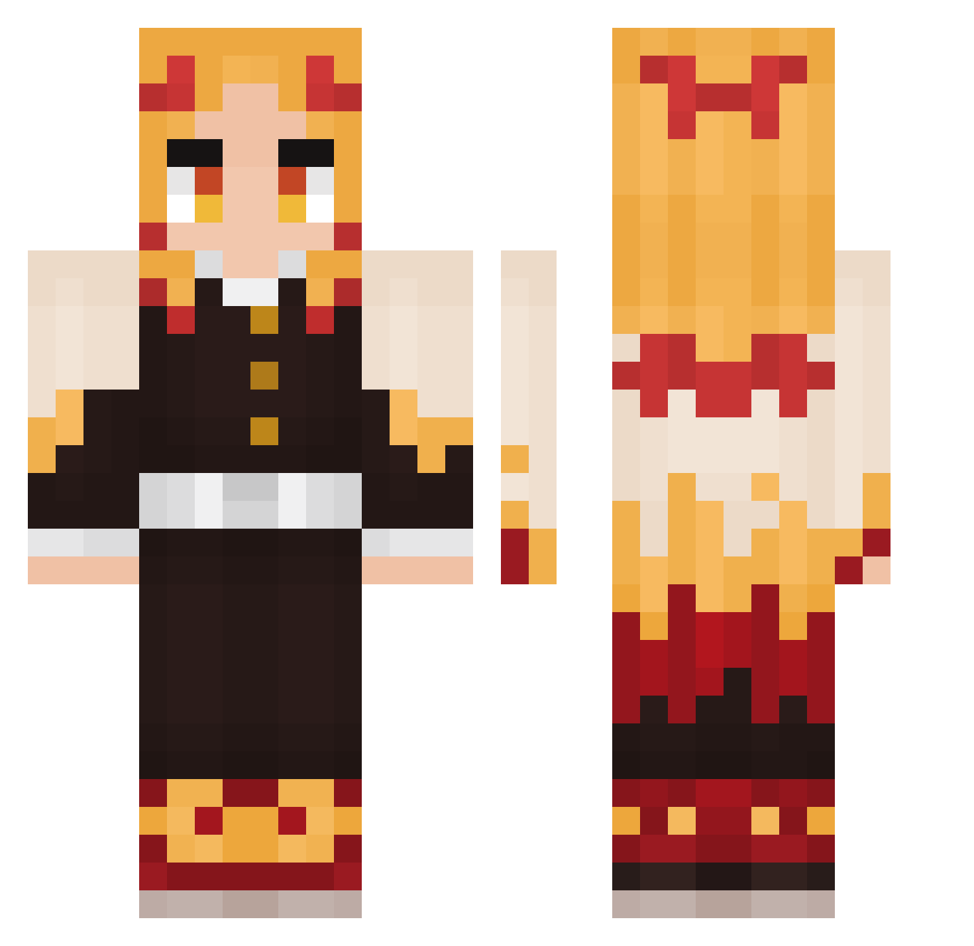 FireChaosEmerald Minecraft skin, front and back view