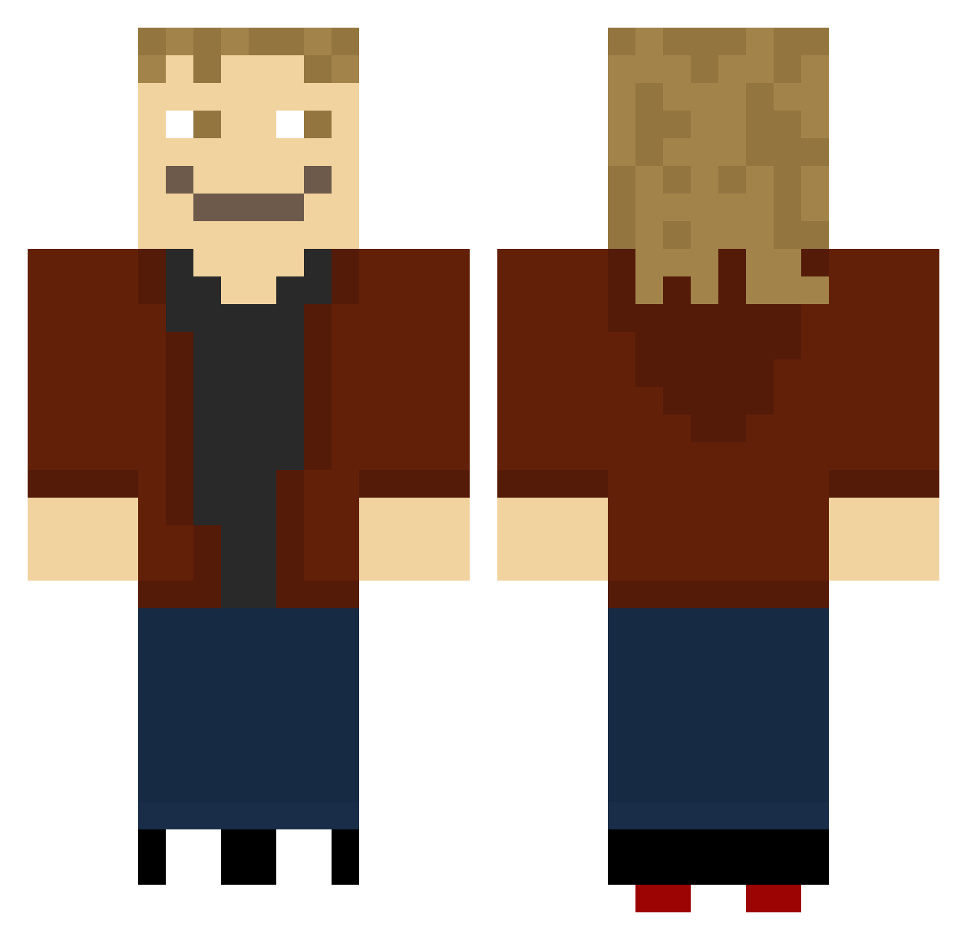 Shtefoots Minecraft skin, front and back view