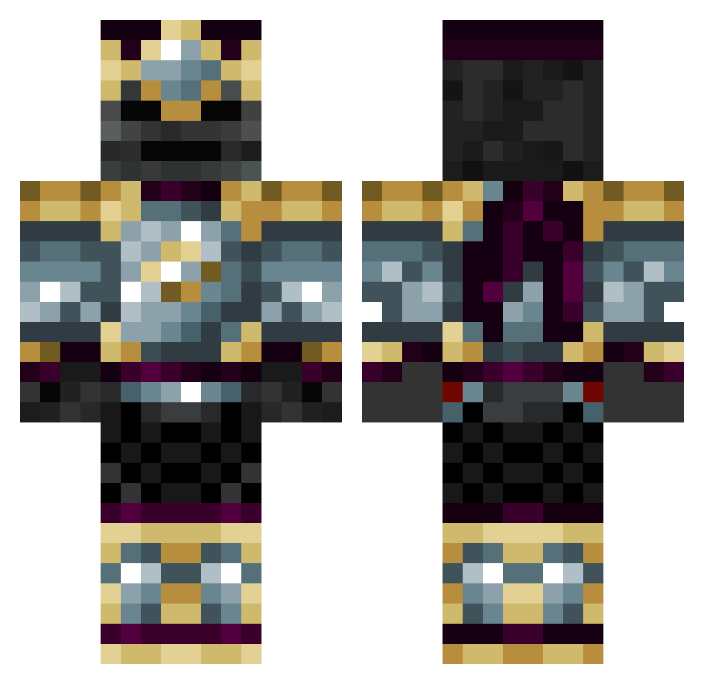 Thomiik Minecraft skin, front and back view