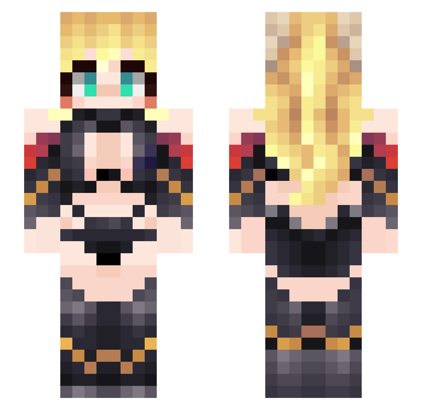 Thanaty Minecraft skin, front and back view
