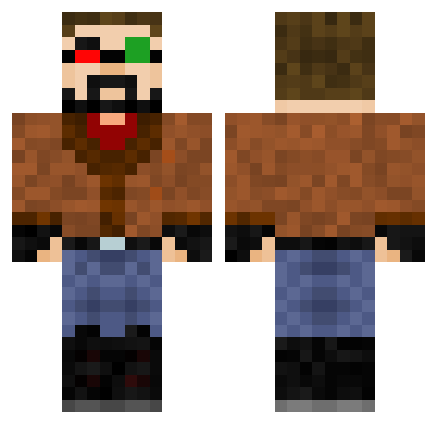 NuttyTurd Minecraft skin, front and back view