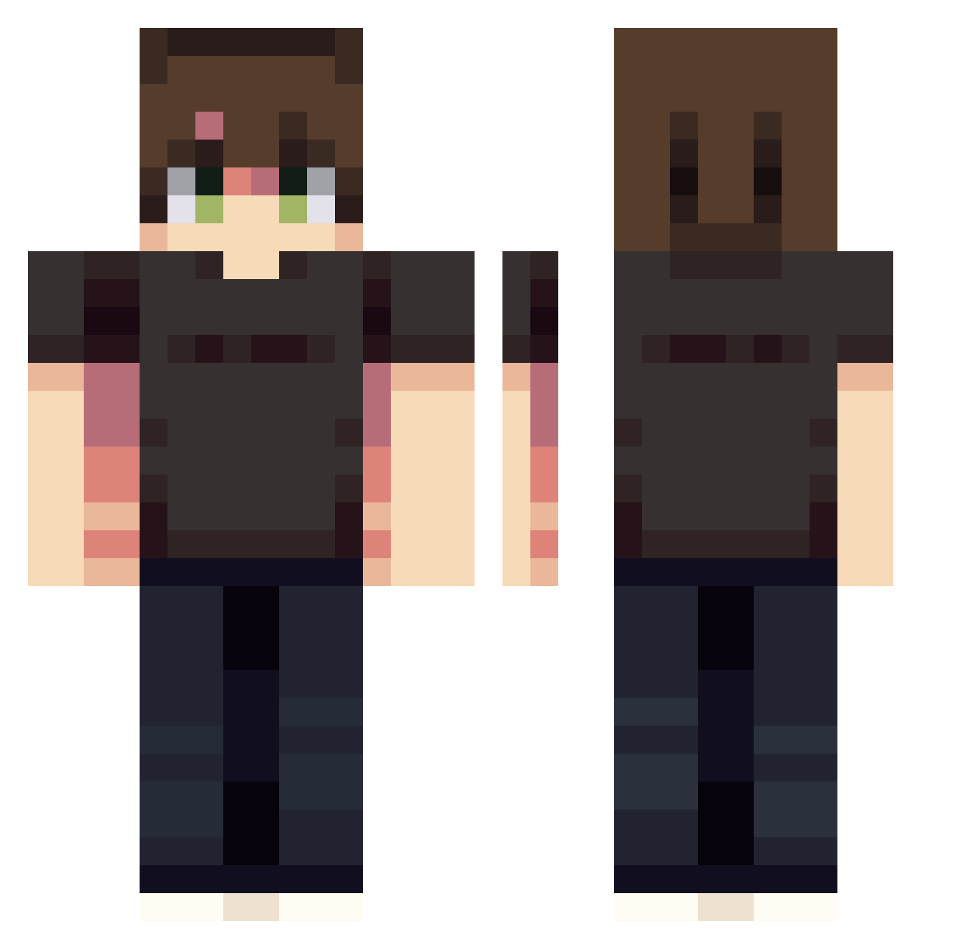 MrBackTime Minecraft skin, front and back view