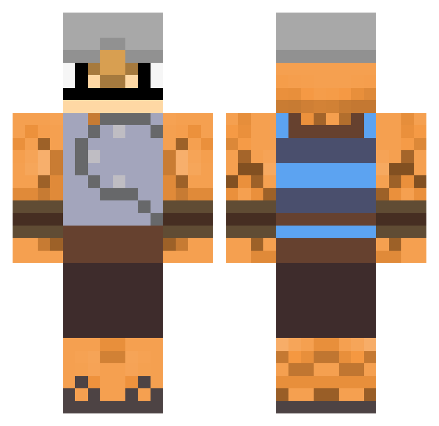 Dacker Minecraft skin, front and back view