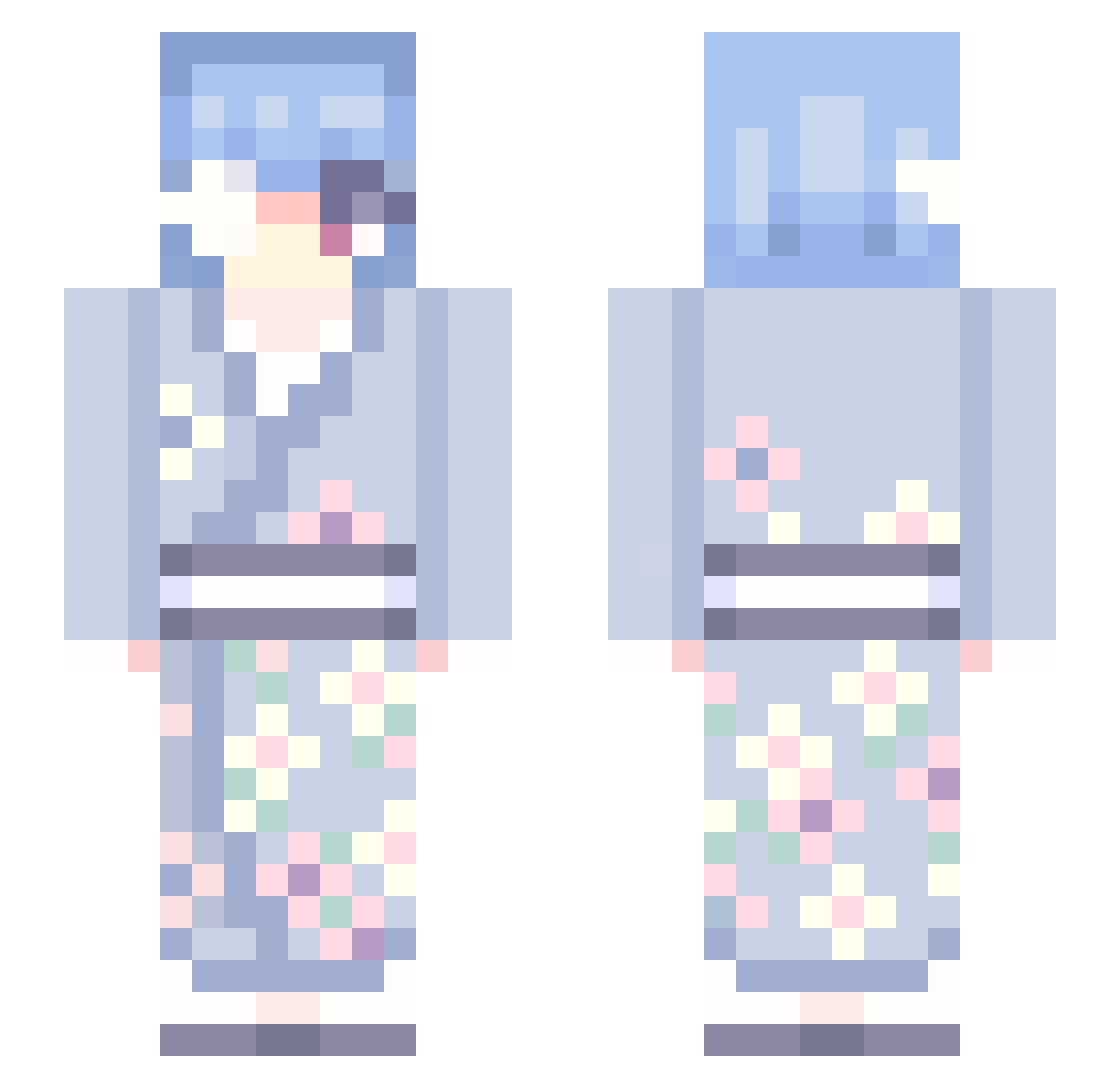 LikFeet Minecraft skin, front and back view