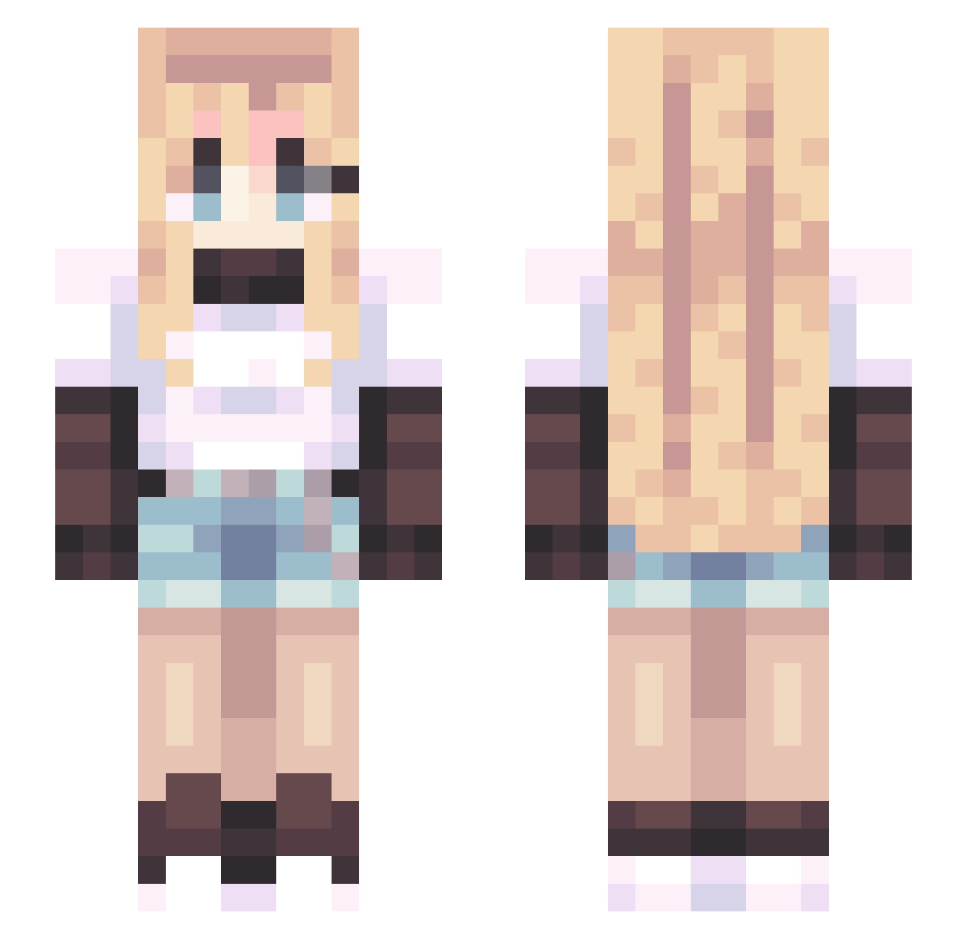 LadyCatherine16 Minecraft skin, front and back view