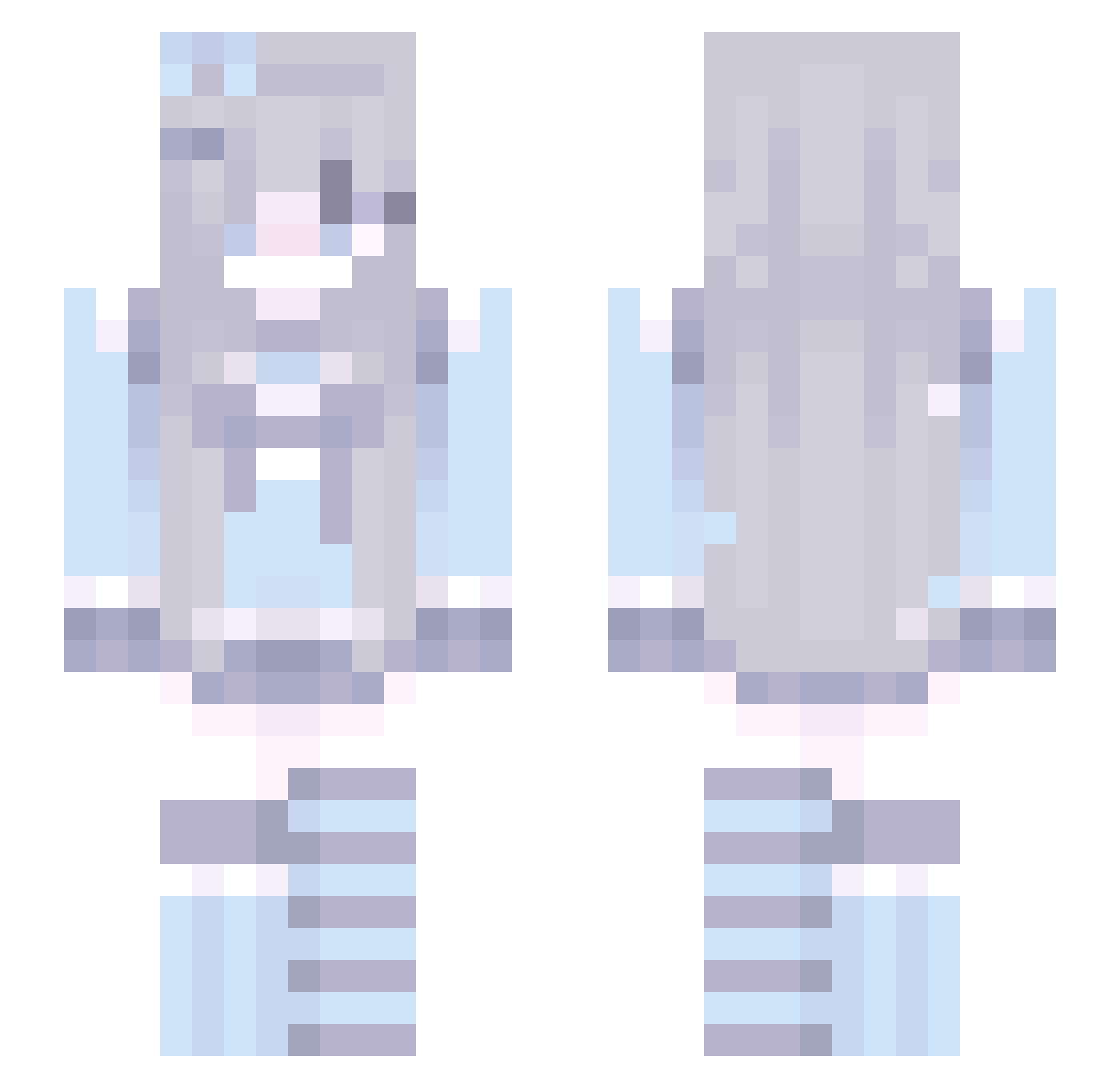 SappyShelly Minecraft skin, front and back view