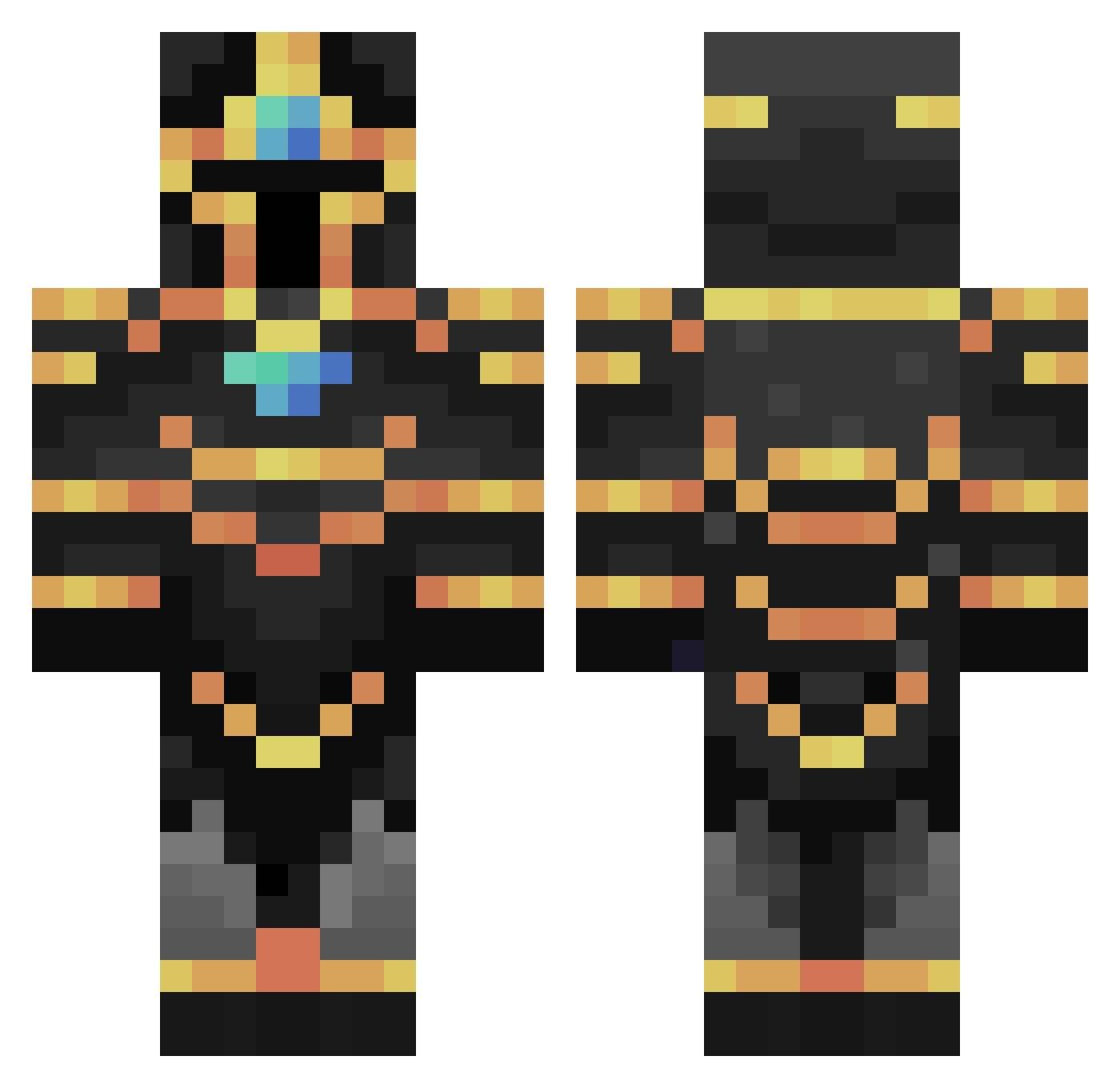 Proxility Minecraft skin, front and back view