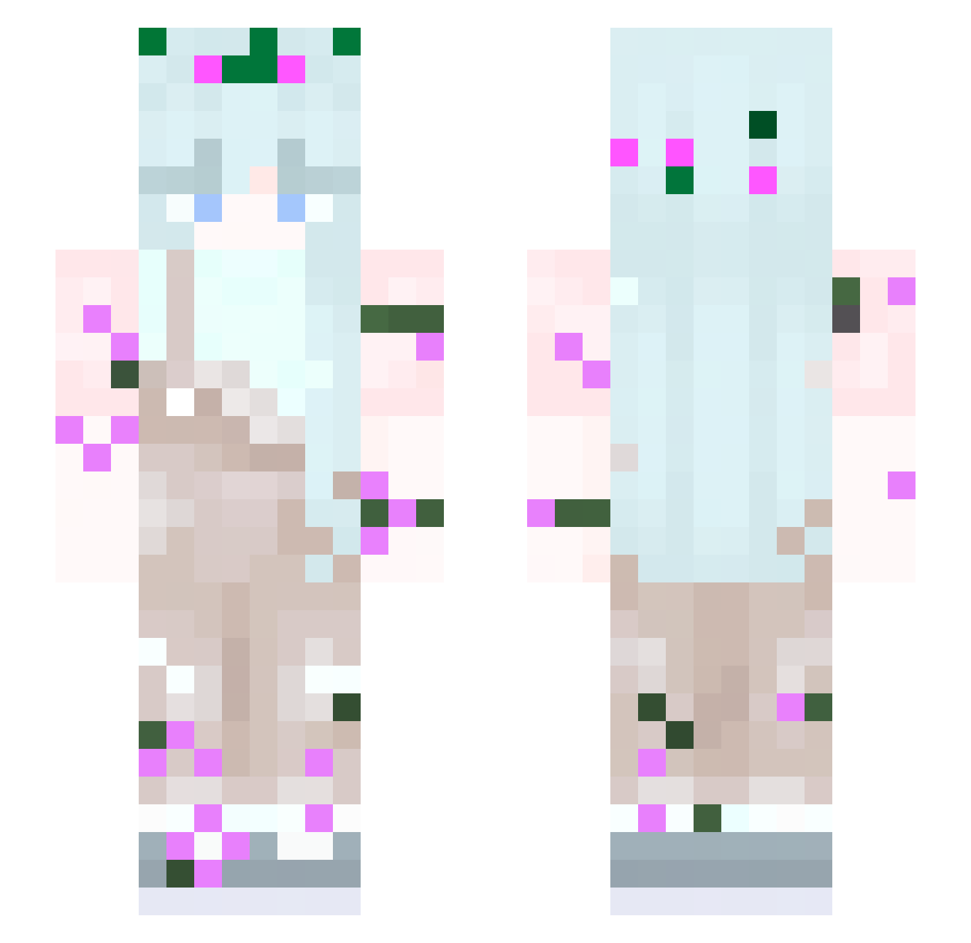 LinHikana Minecraft skin, front and back view