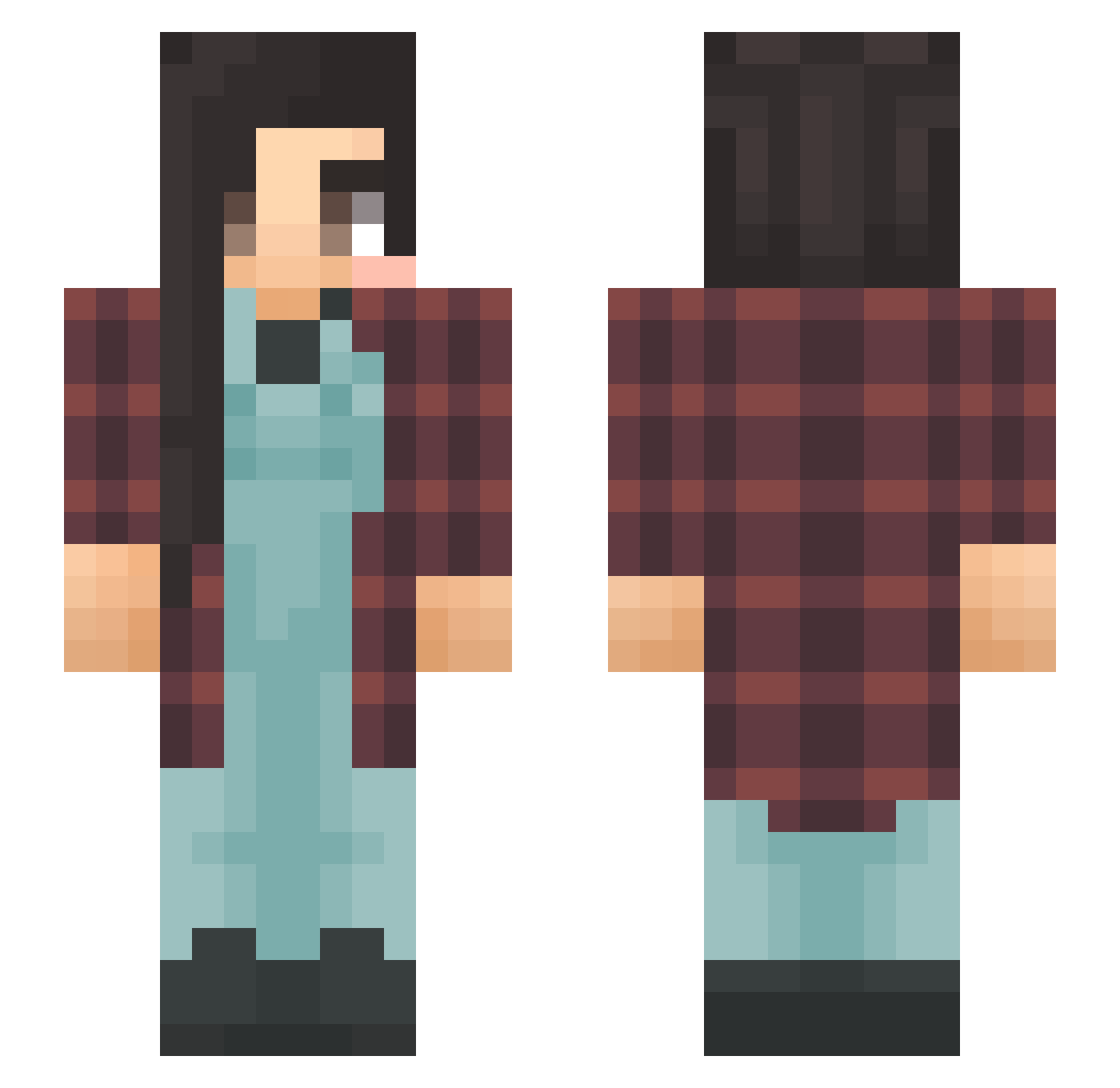 Smolderr Minecraft skin, front and back view
