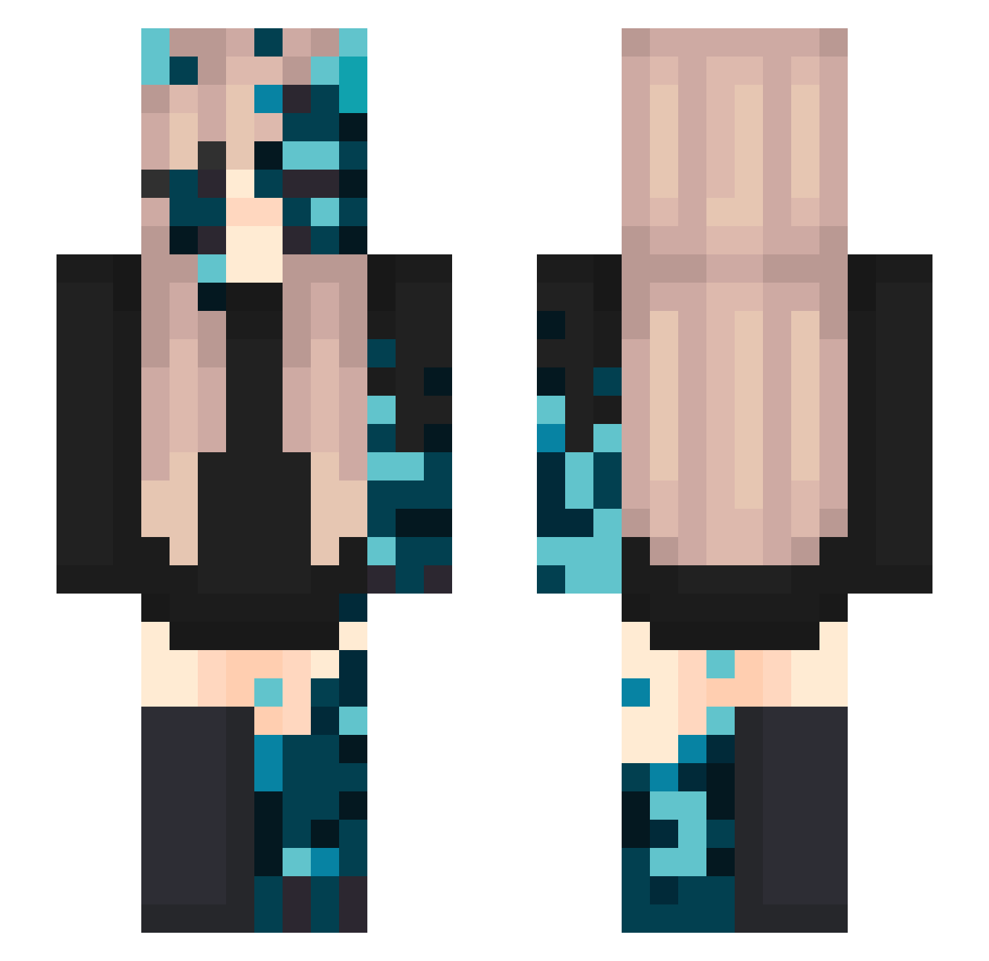 DinoGaming11 Minecraft skin, front and back view