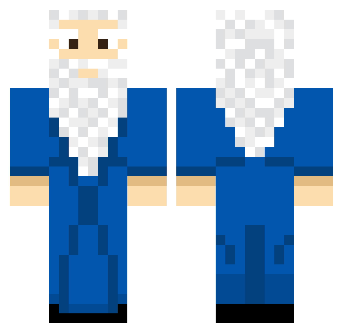 Schneedel Minecraft skin, front and back view