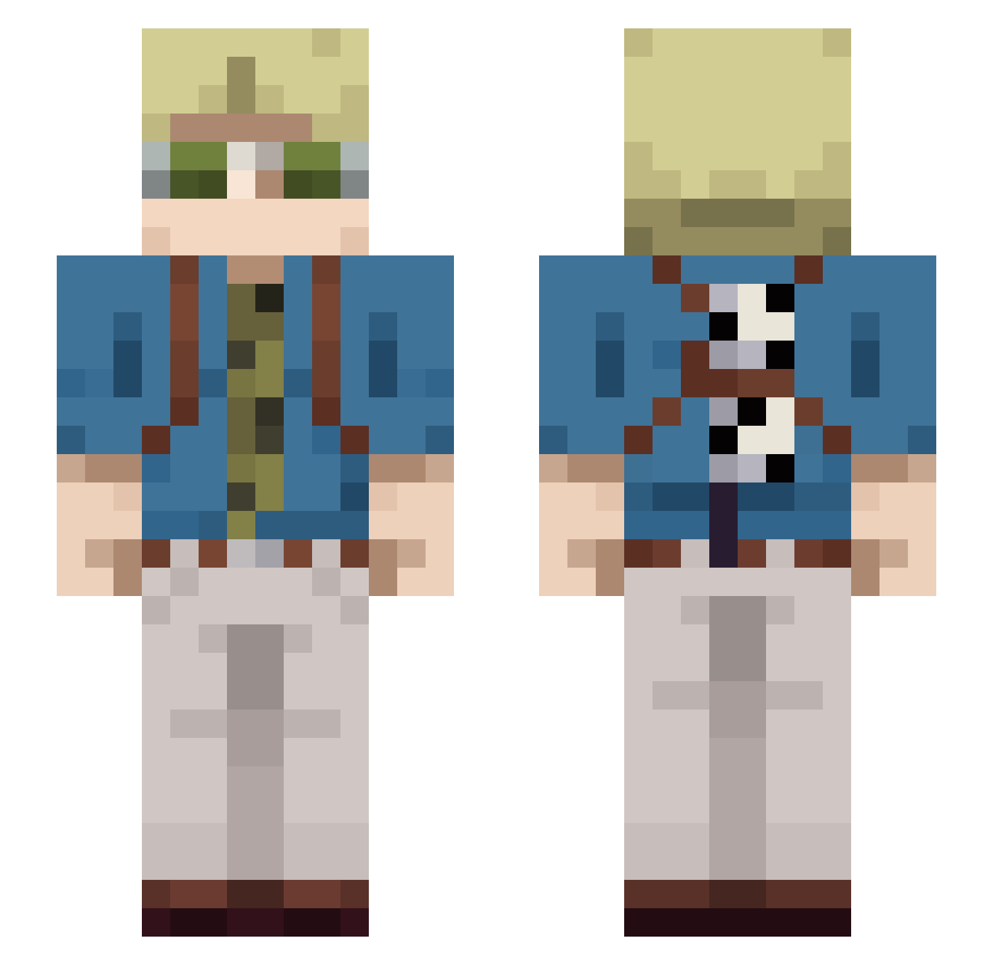 Tubbylukey Minecraft skin, front and back view