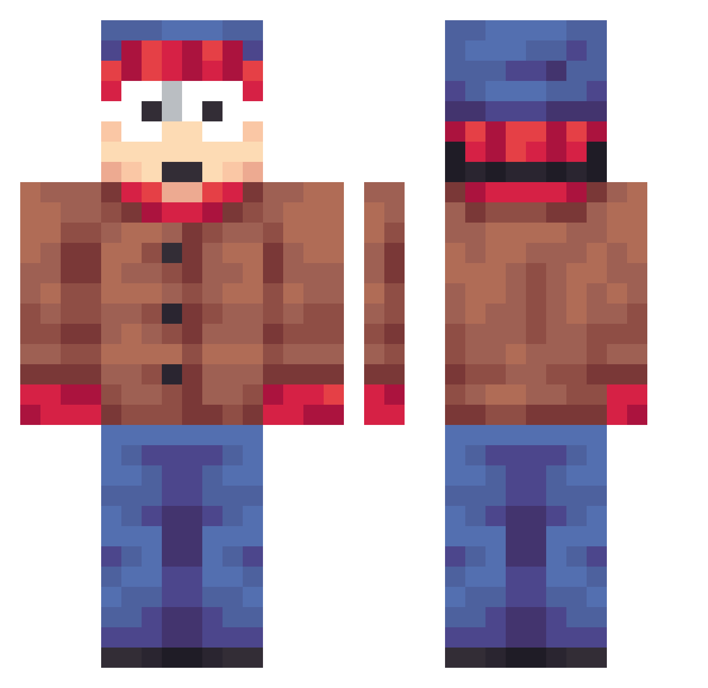 andrehino Minecraft skin, front and back view