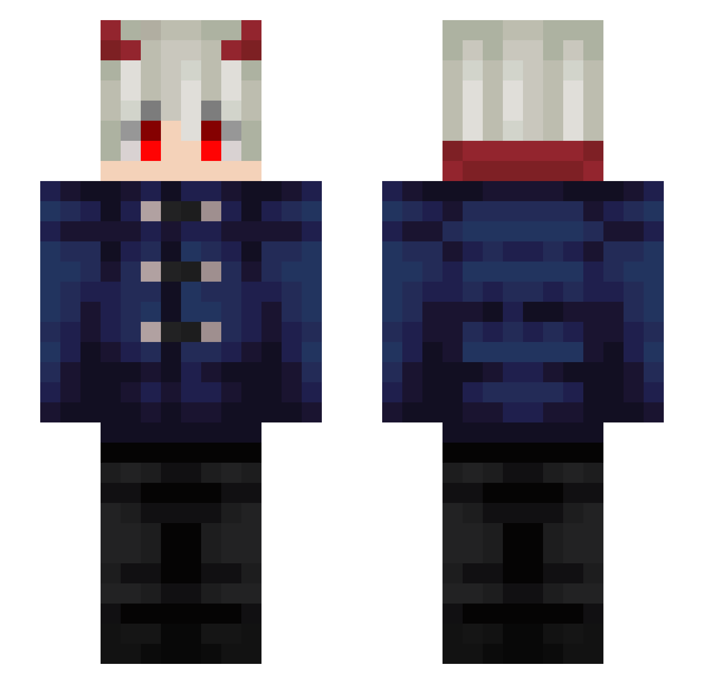 Rajerm Minecraft skin, front and back view