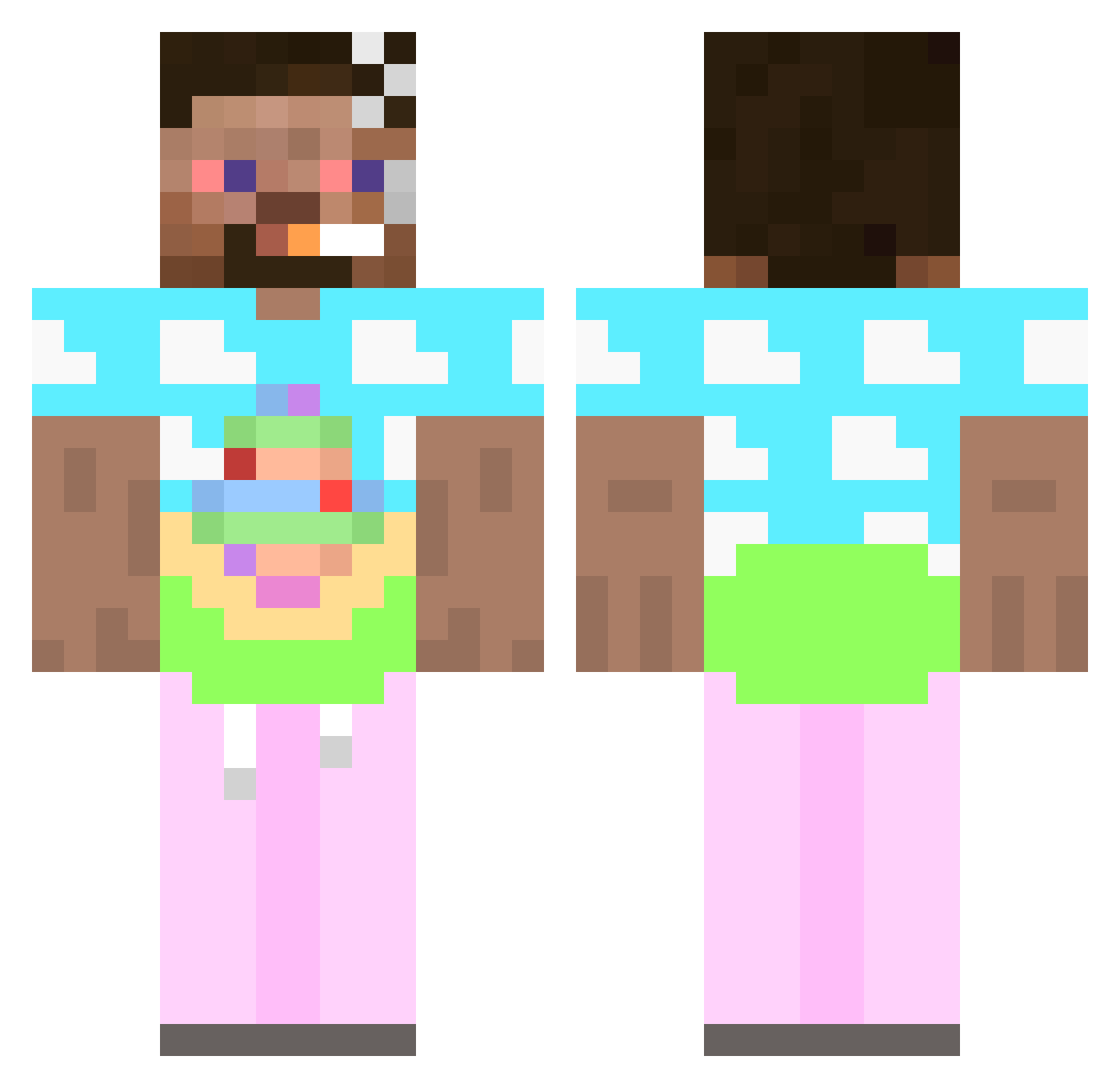 shift216 Minecraft skin, front and back view