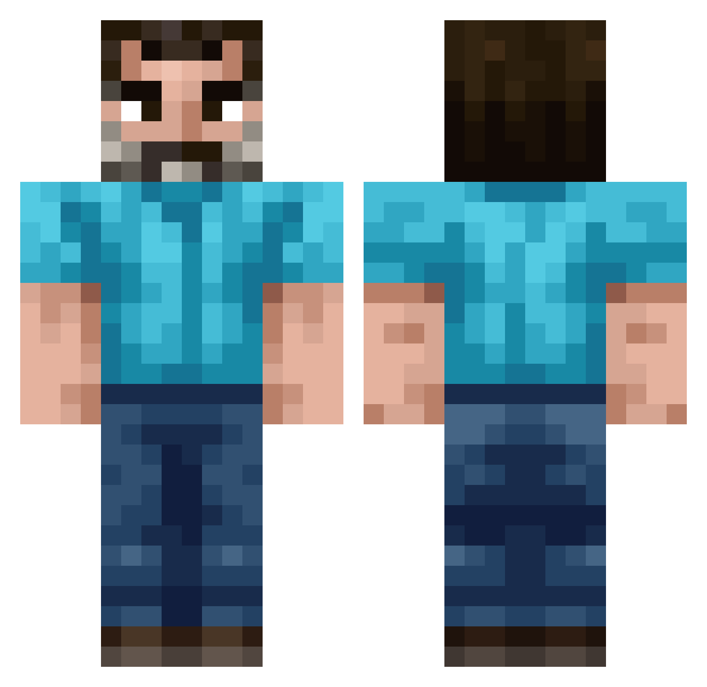 SteveIsKey Minecraft skin, front and back view