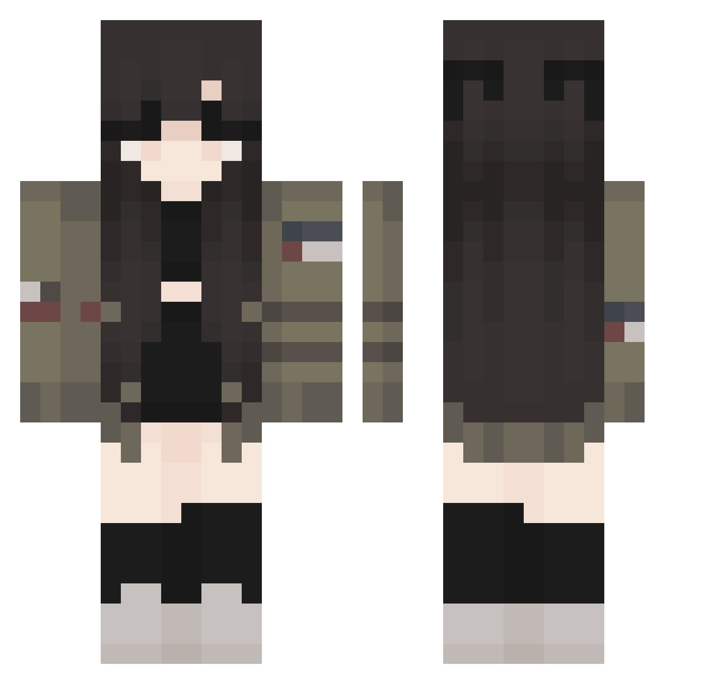 StxryNights Minecraft skin, front and back view