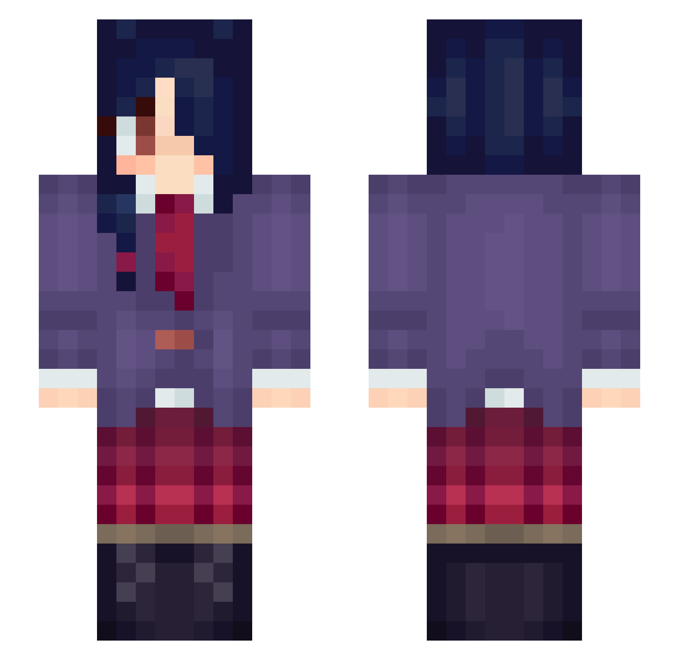 samoddic Minecraft skin, front and back view