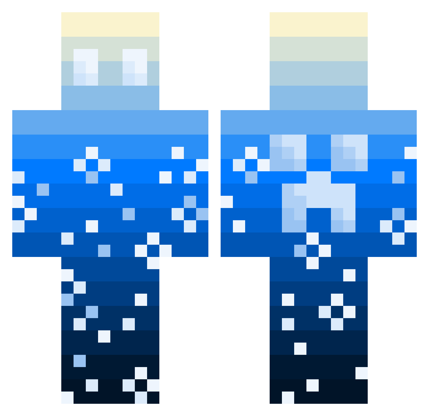 SkyFrostDad Minecraft skin, front and back view