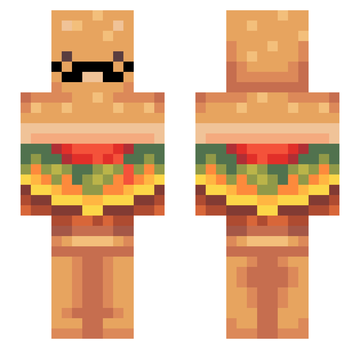 ShyFayx Minecraft skin, front and back view