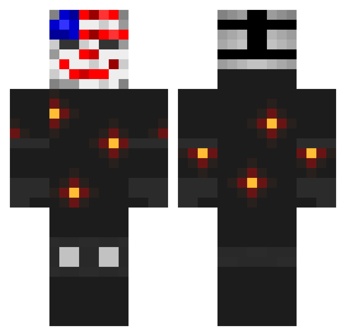 omorun Minecraft skin, front and back view