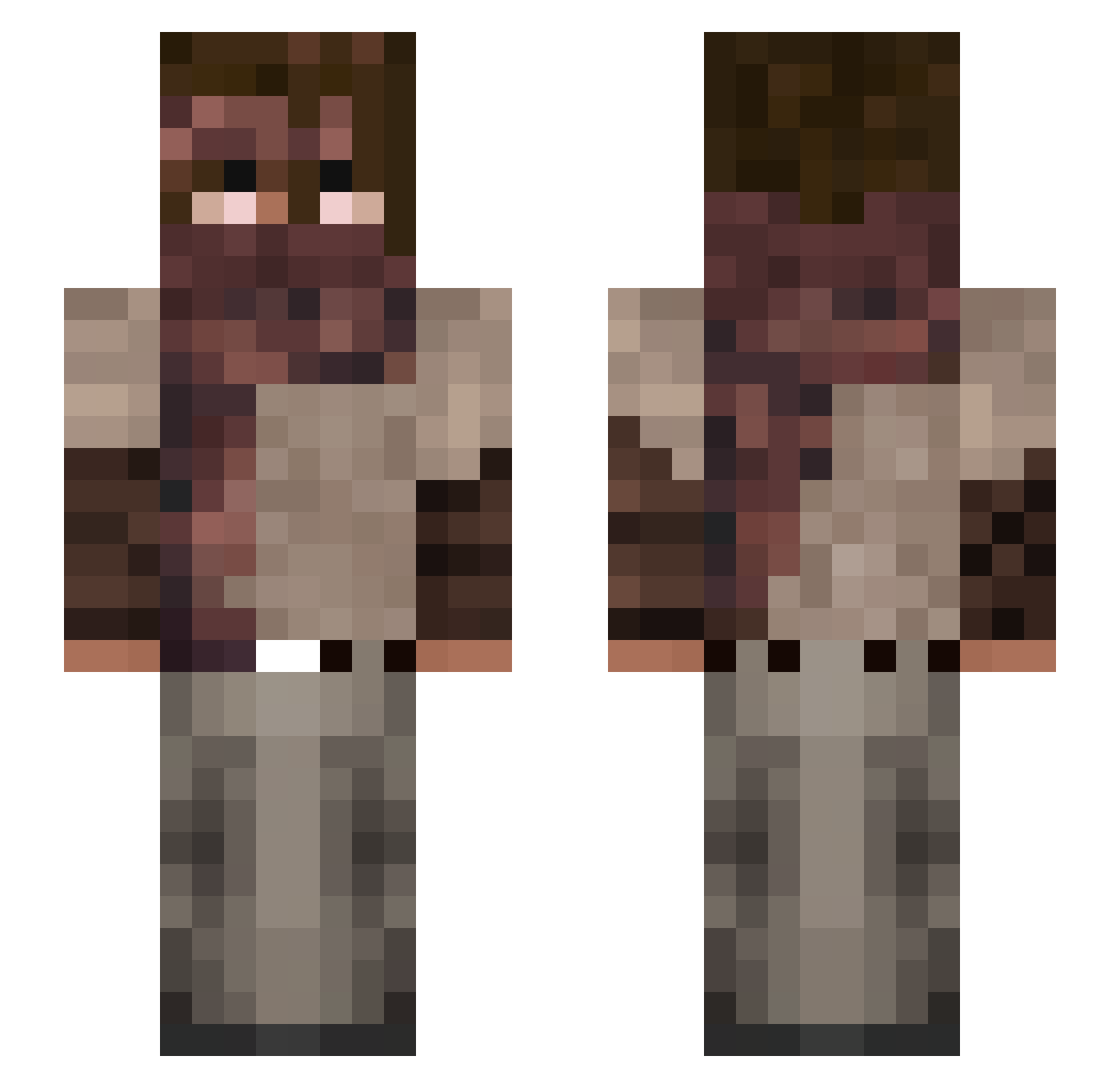 RGois Minecraft skin, front and back view