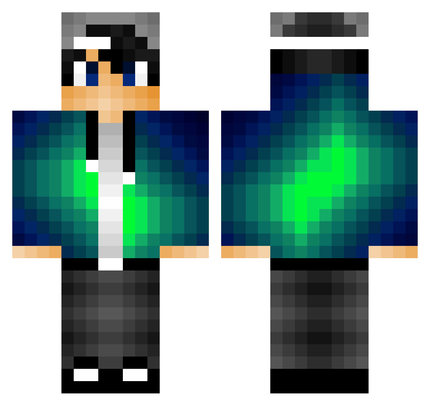 Utonium88 Minecraft skin, front and back view