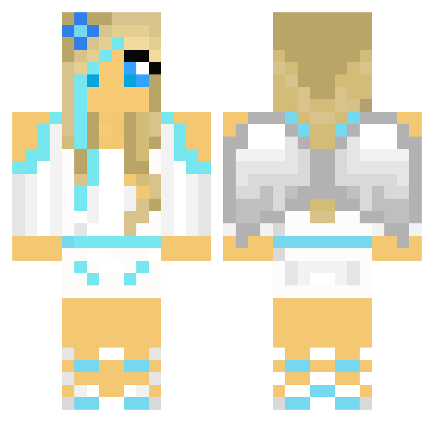 Skegs Minecraft skin, front and back view