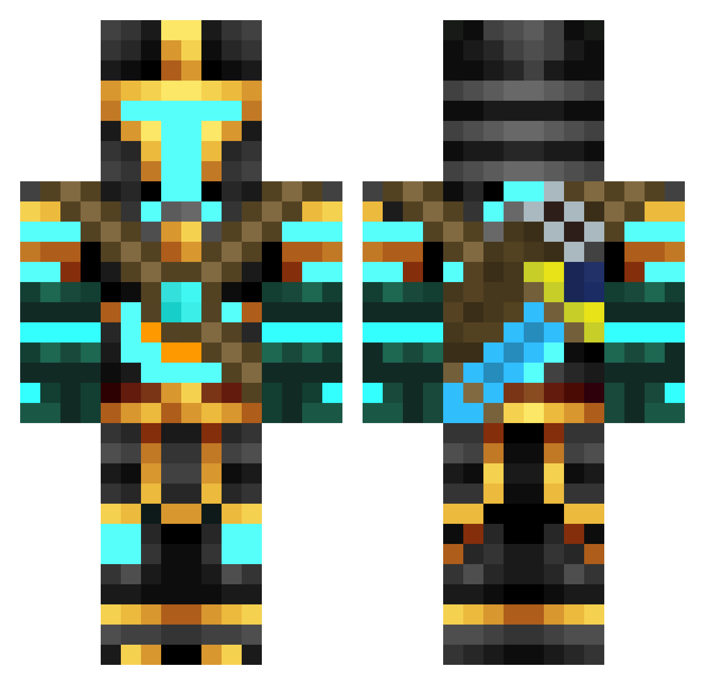 MindbuilderX Minecraft skin, front and back view