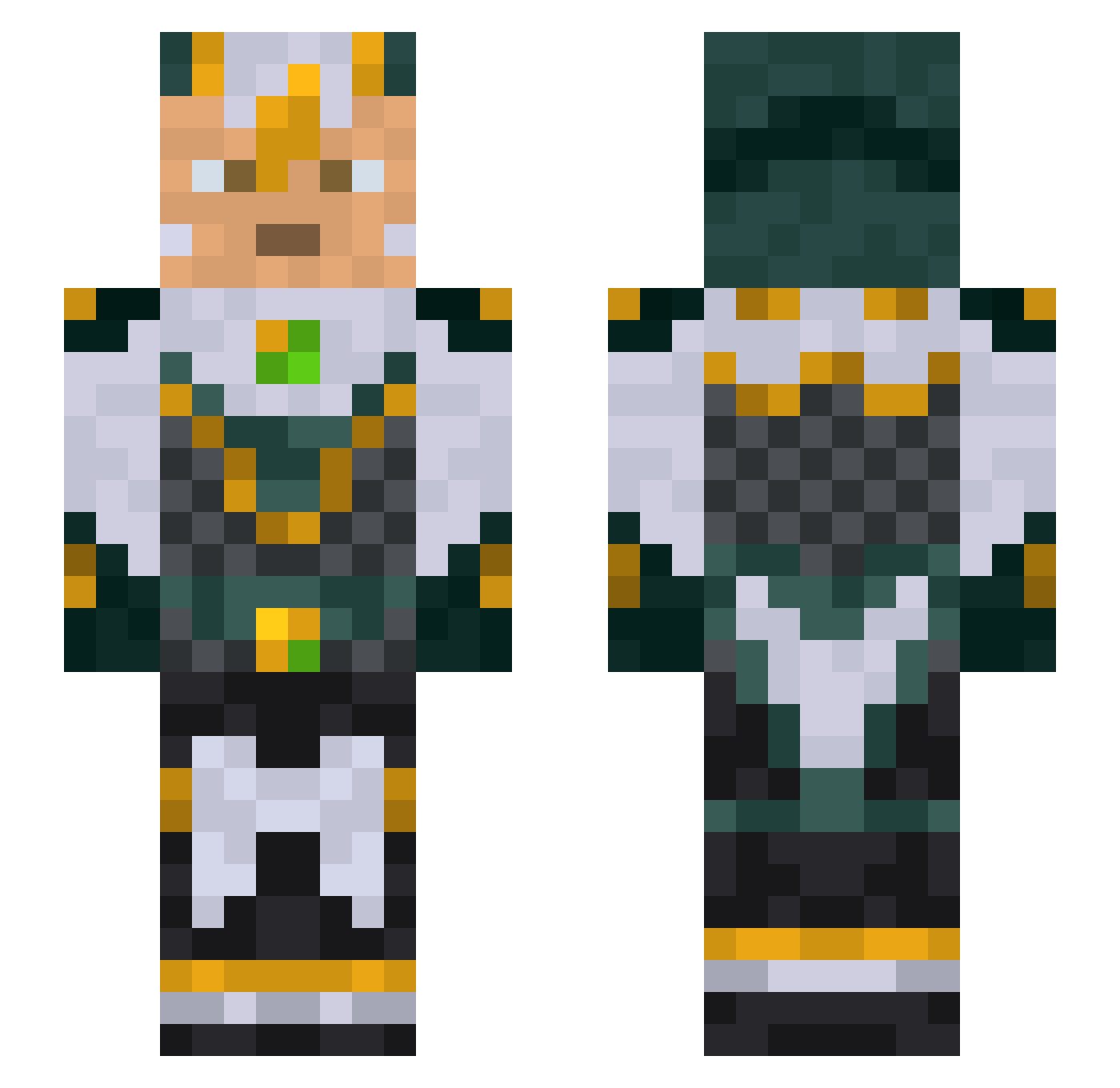 Procenheimer Minecraft skin, front and back view