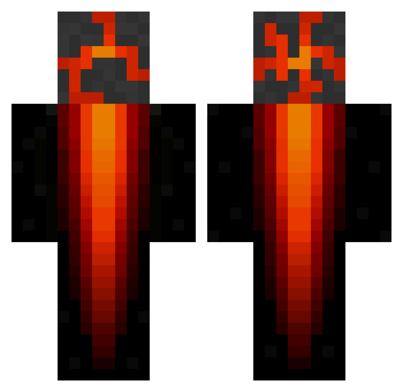 Meteoroid Minecraft skin, front and back view
