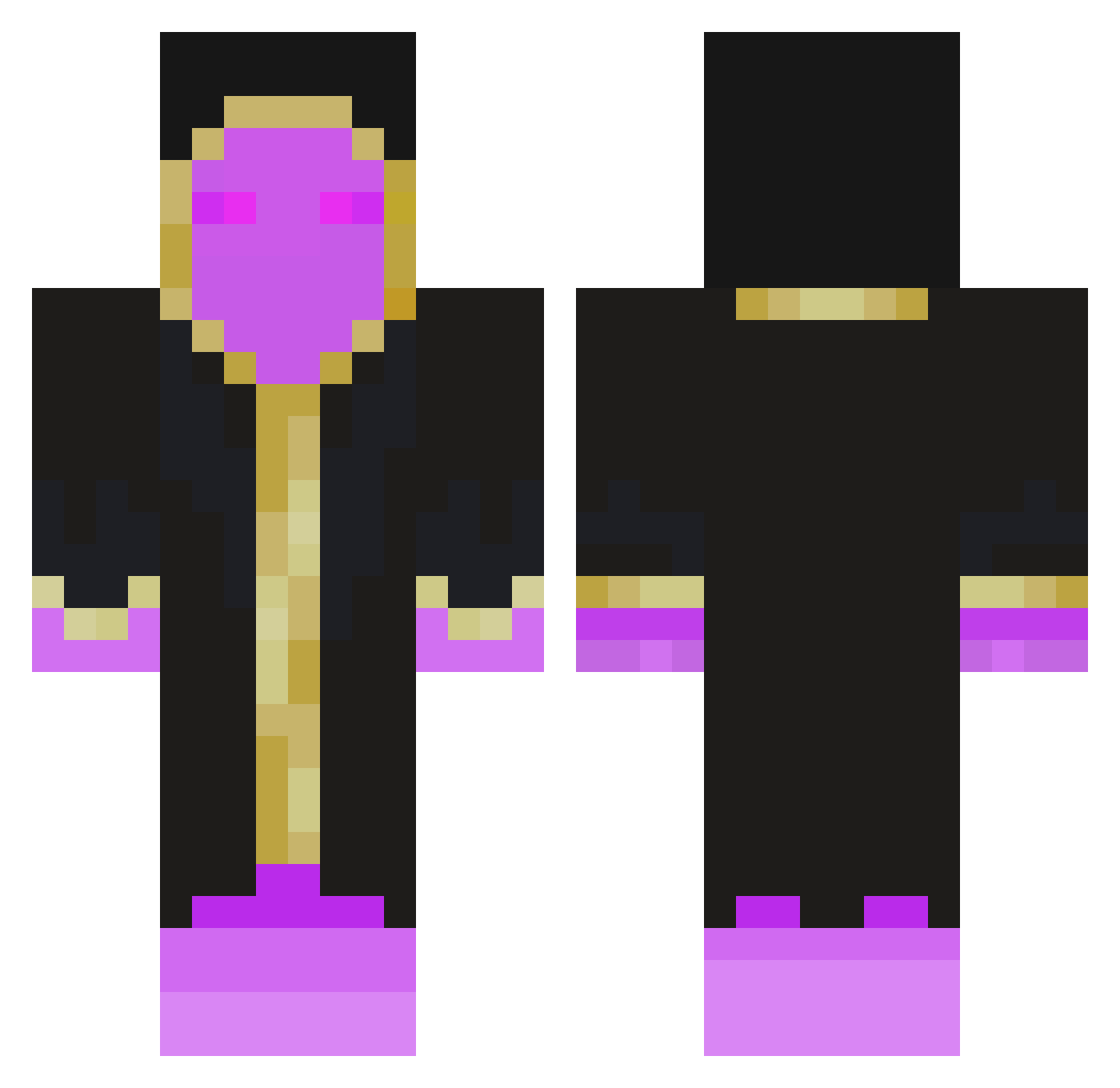 Telexyy Minecraft skin, front and back view