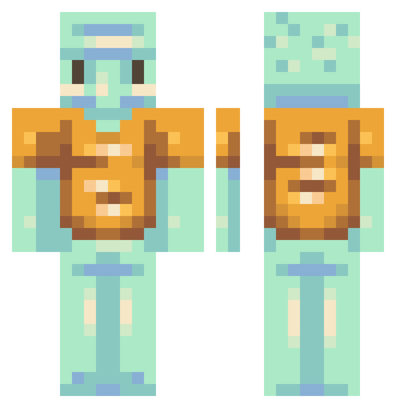 Mtrip Minecraft skin, front and back view