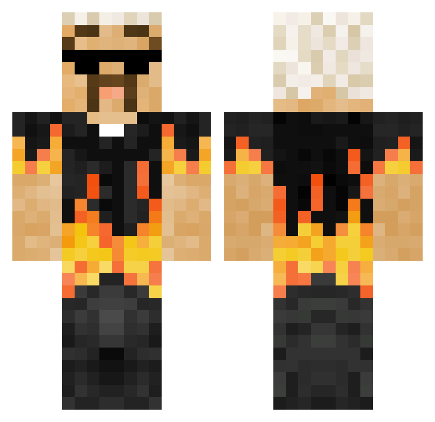 Sly775 Minecraft skin, front and back view