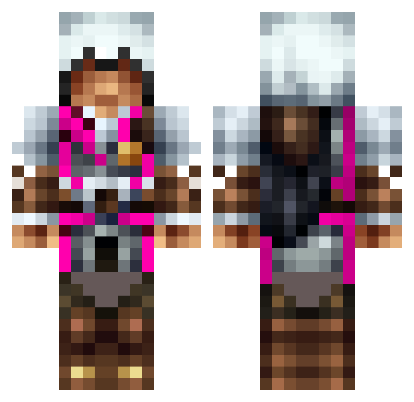 Pinkdiamond69 Minecraft skin, front and back view