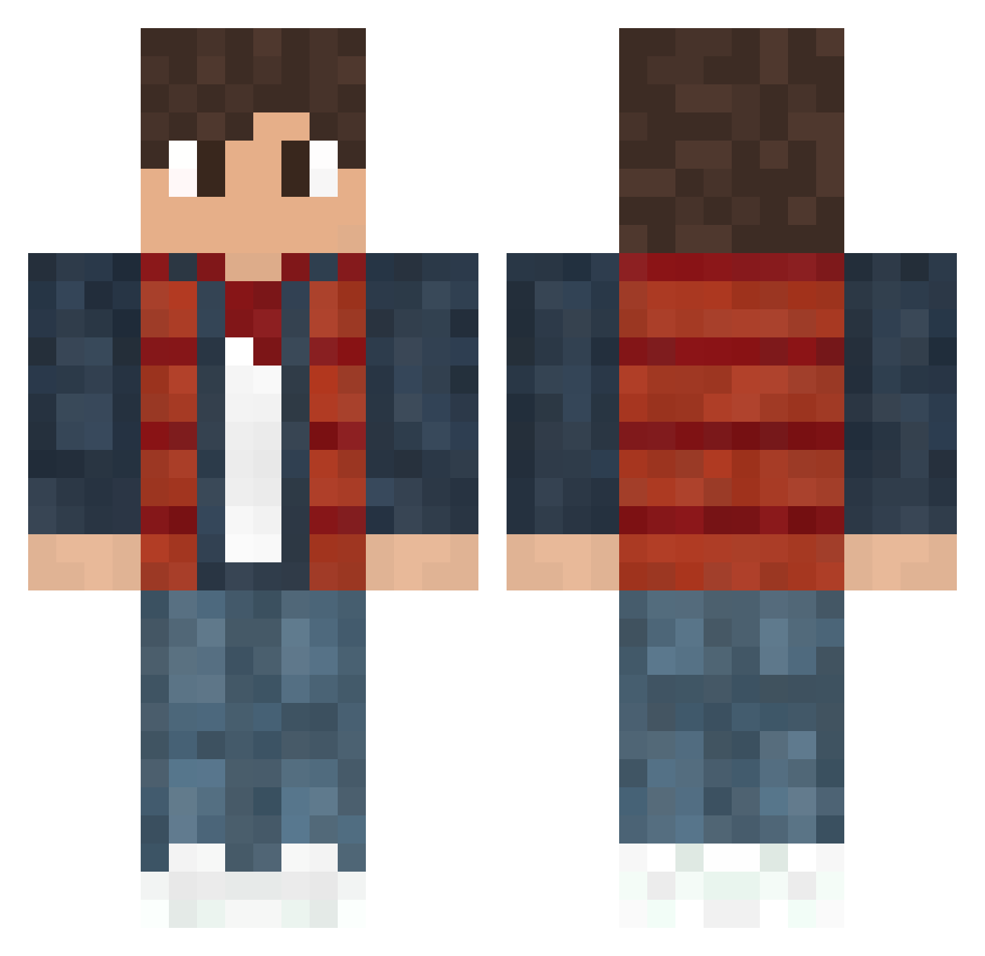 JIRPET Minecraft skin, front and back view
