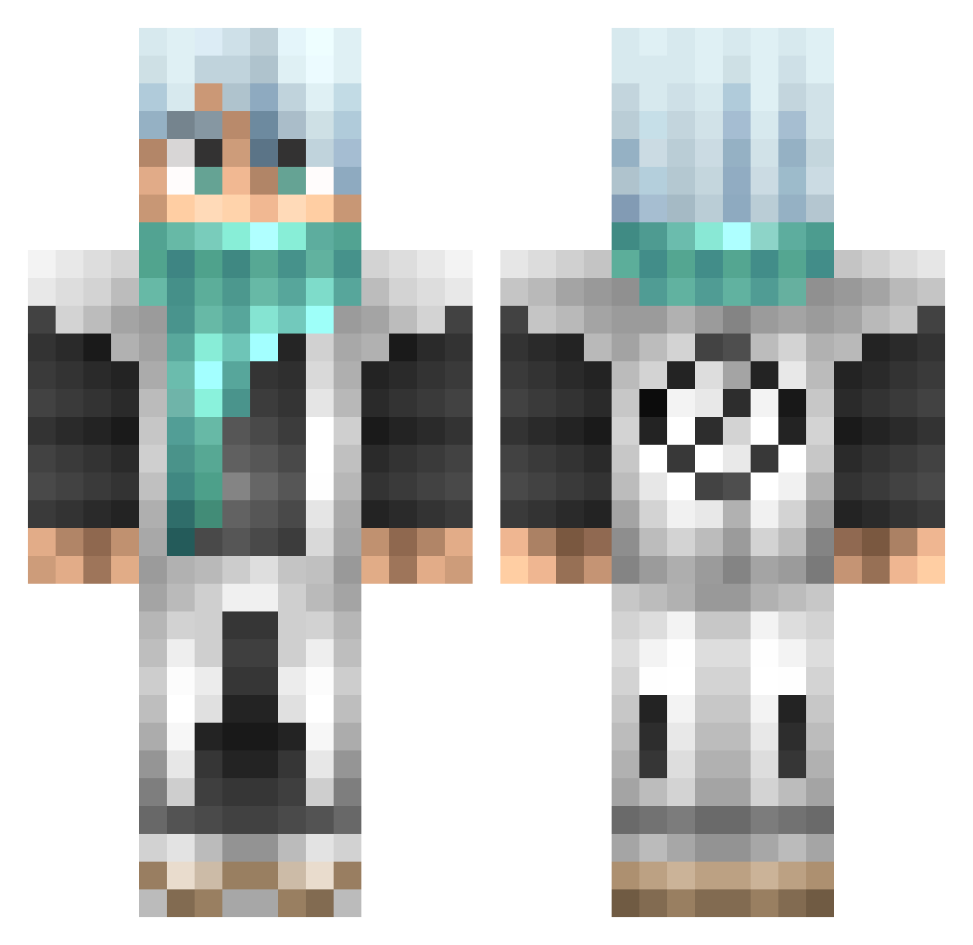 Tortures Minecraft skin, front and back view
