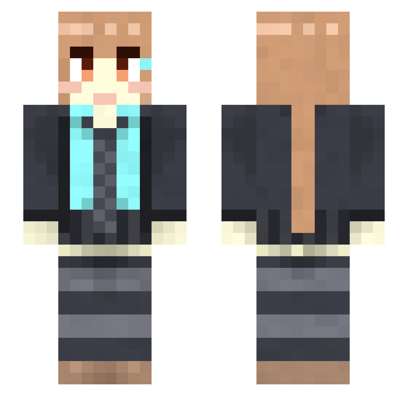 uni312 Minecraft skin, front and back view