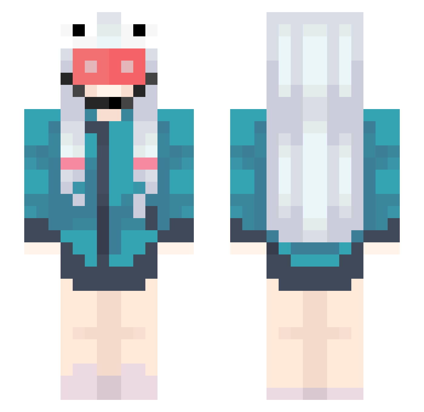 PeeToo Minecraft skin, front and back view