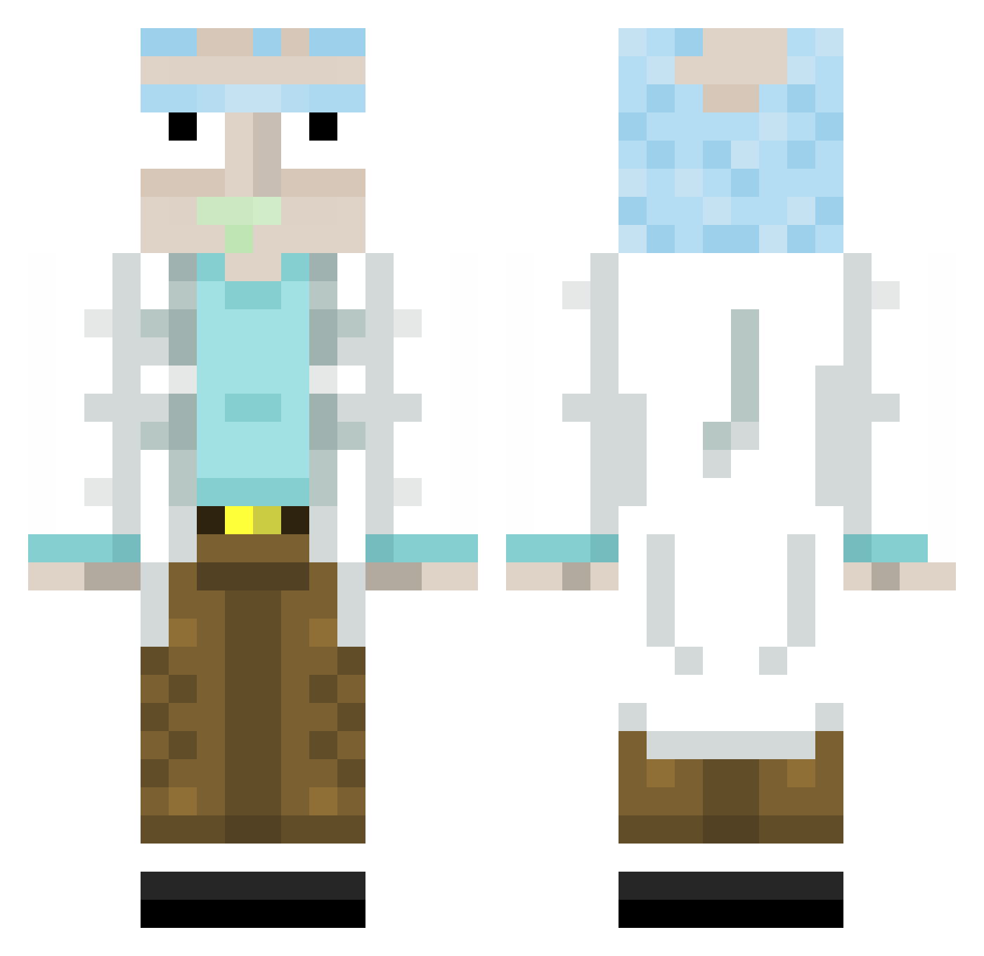 SwanNex Minecraft skin, front and back view