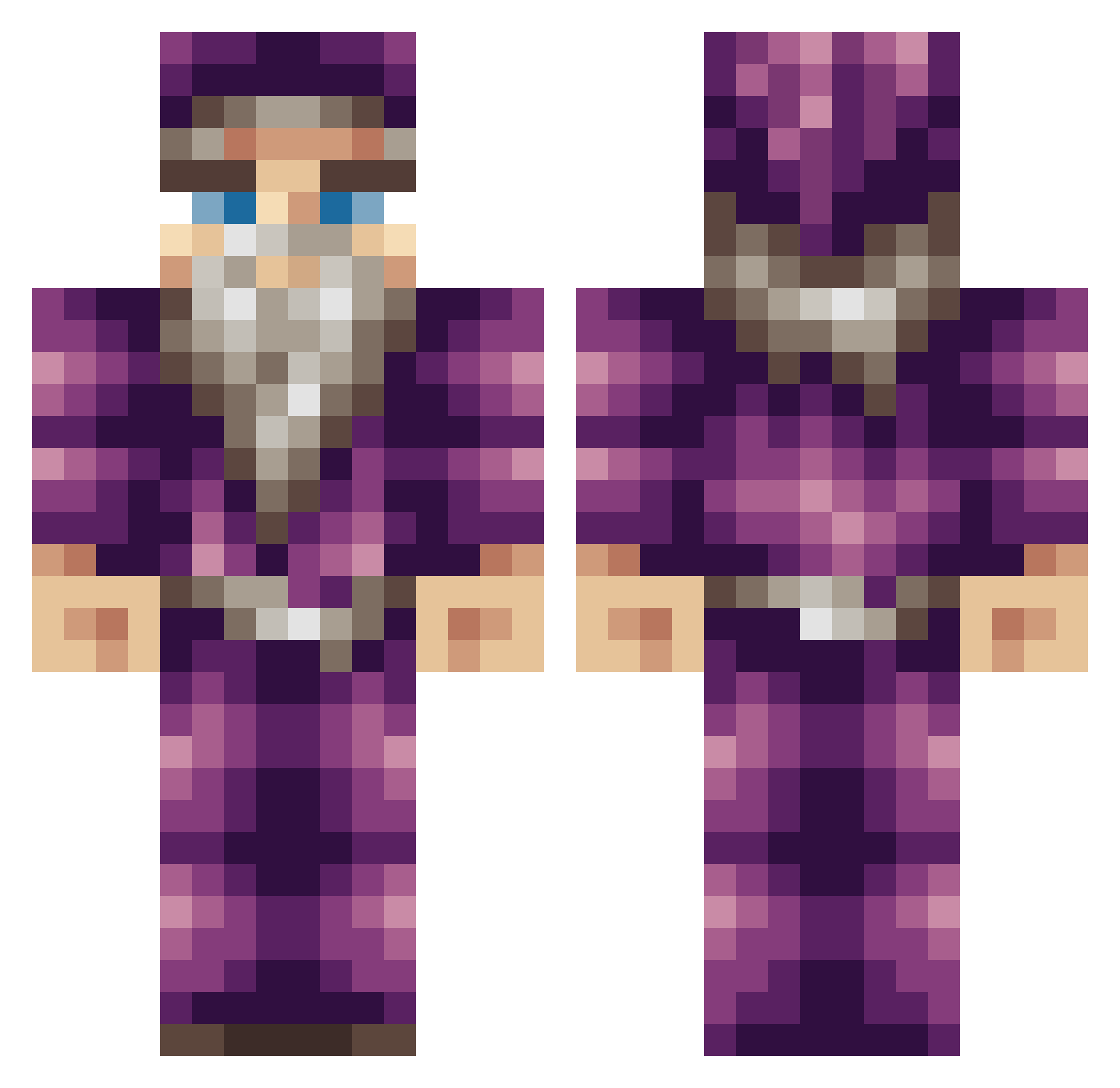 MonsterActual Minecraft skin, front and back view