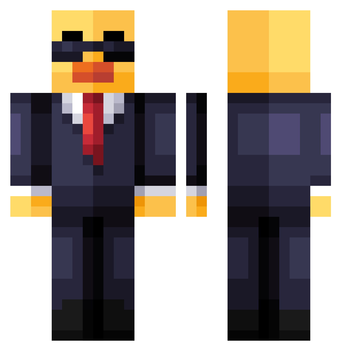 SonningSon Minecraft skin, front and back view